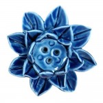 Porcelain Lotus Incense Holder Hand Carved (55mm) (Blue)